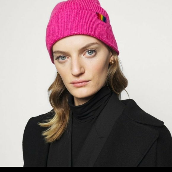 Kurt Geiger Fuchsia Logo Patch Cuffed Beanie Rainbow Crystal Accents OS NWT Kurt Geiger Hat | eBay main image 2